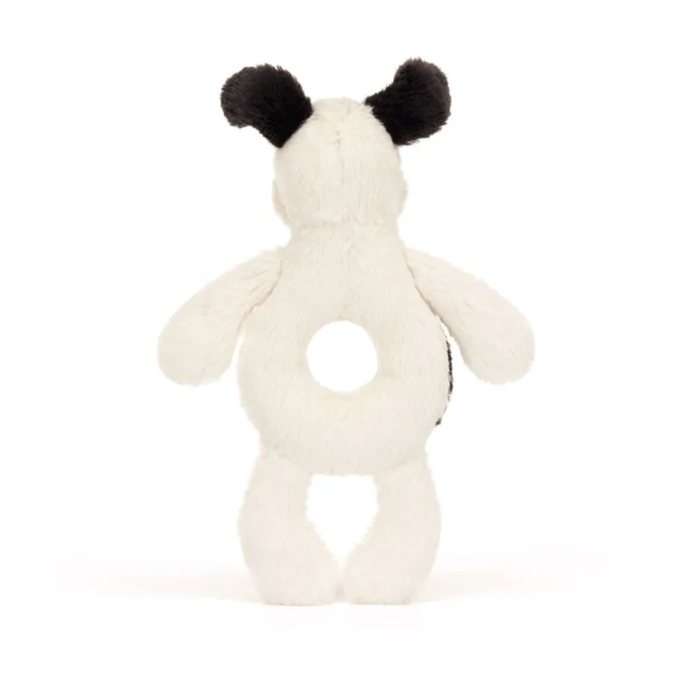 Bashful Black & Cream Puppy Ring Rattle