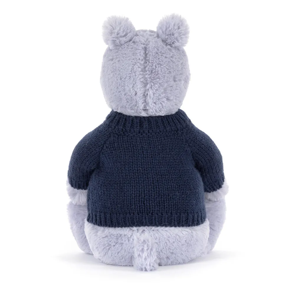 Bashful Hippo with Personalised Navy Jumper