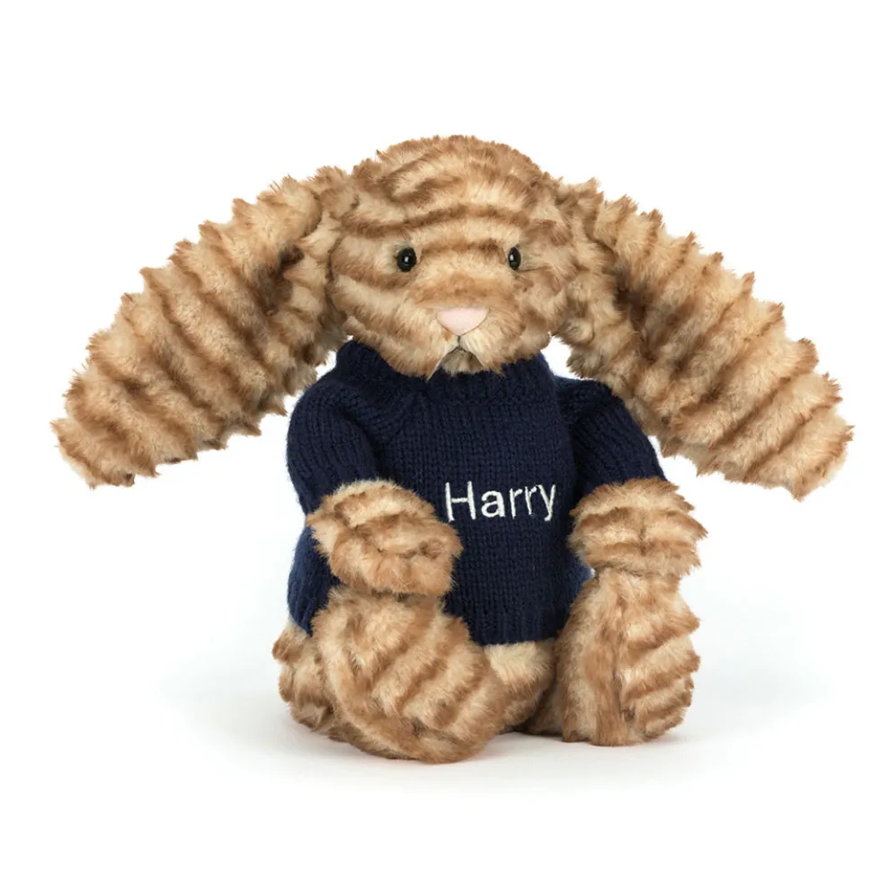 Bashful Luxe Bunny Juniper with Personalised Navy Jumper