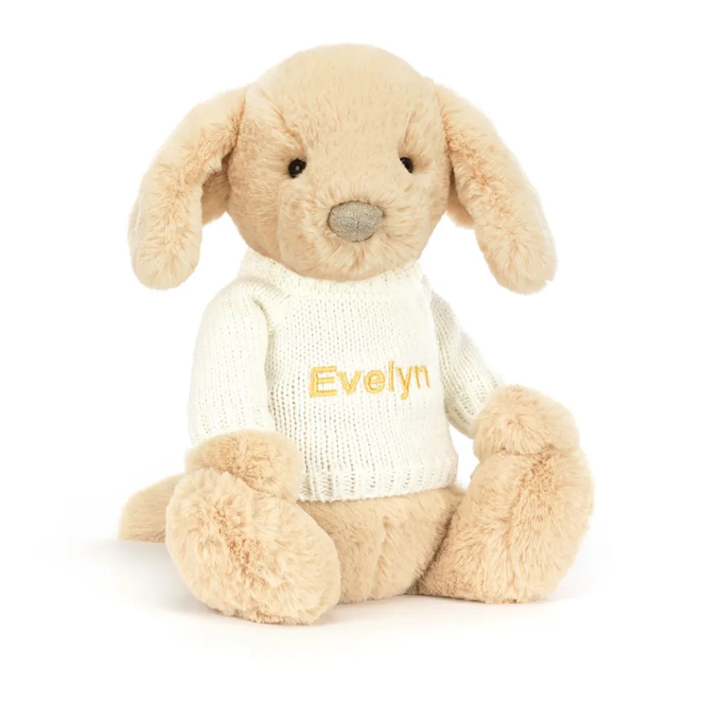 Bashful Luxe Puppy Orlando with Personalised Cream Jumper