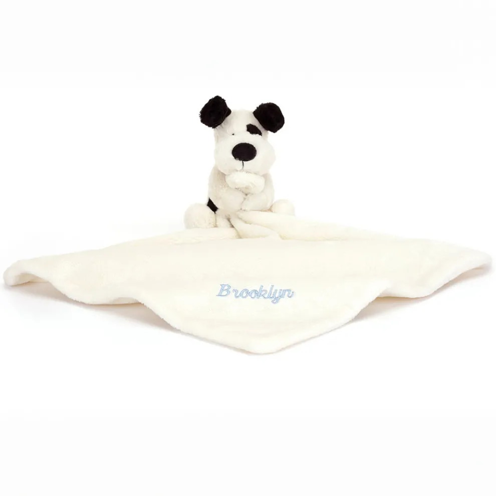Personalised Bashful Black & Cream Puppy Soother
